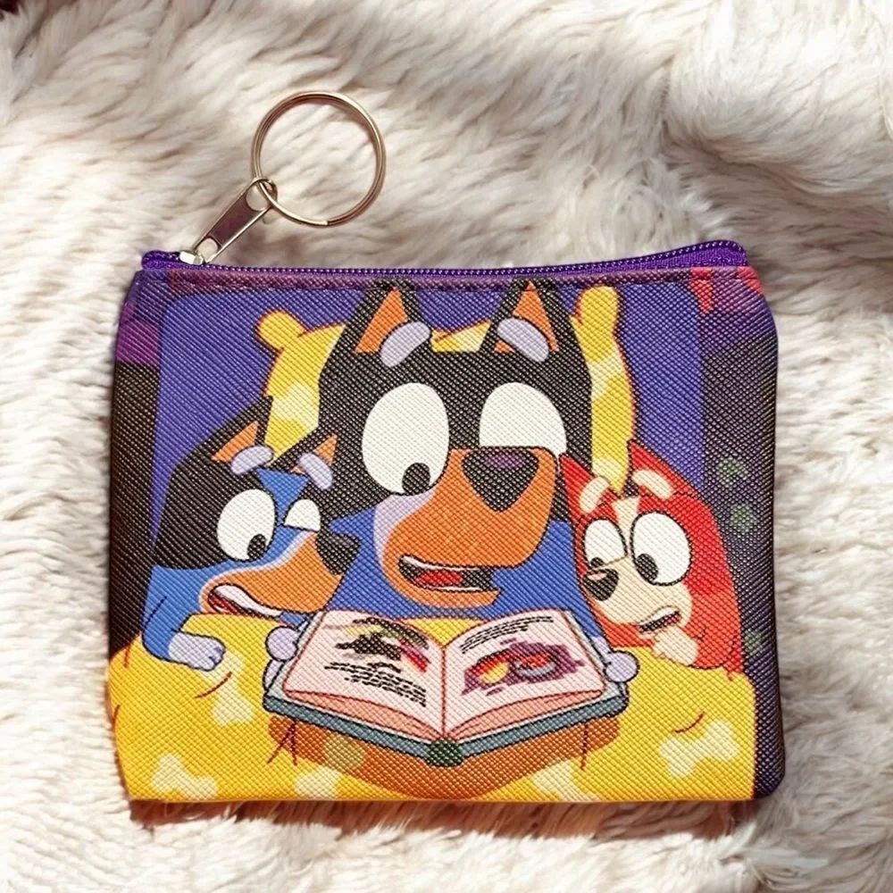 🤯5/$25🤯 Bluey Dad And Kids Reading Coin Purse Keychain